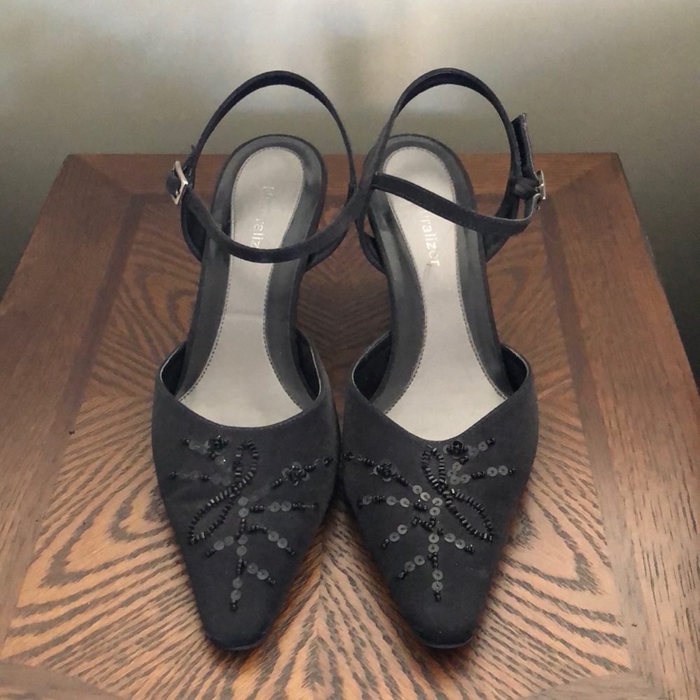 Black sparkly accent heels